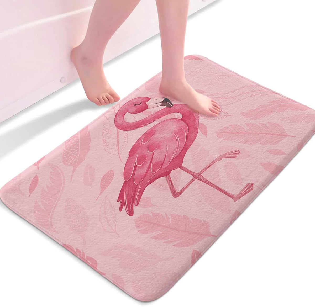 Pink Bathroom Rugs Cute Flamingo Modern Art Boho Bath Mat Soft Flannel Bath Rugs for Bathroom 17 x 29 Inches