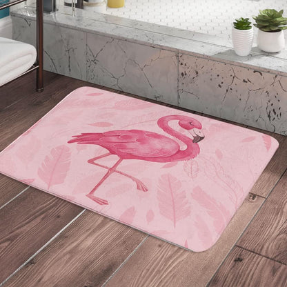 Pink Bathroom Rugs Cute Flamingo Modern Art Boho Bath Mat Soft Flannel Bath Rugs for Bathroom 17 x 29 Inches