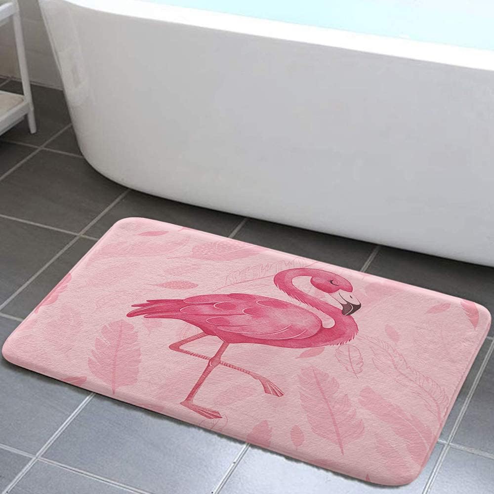 Pink Bathroom Rugs Cute Flamingo Modern Art Boho Bath Mat Soft Flannel Bath Rugs for Bathroom 17 x 29 Inches