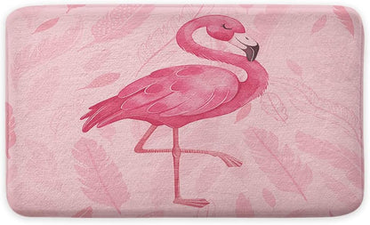 Pink Bathroom Rugs Cute Flamingo Modern Art Boho Bath Mat Soft Flannel Bath Rugs for Bathroom 17 x 29 Inches
