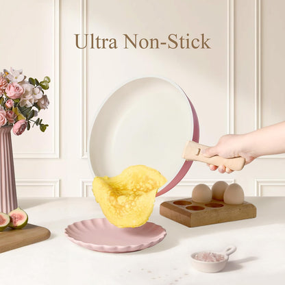19pcs Pots and Pans Set Non Stick, Detachable Handle Cookware, Pink