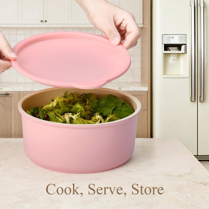19pcs Pots and Pans Set Non Stick, Detachable Handle Cookware, Pink