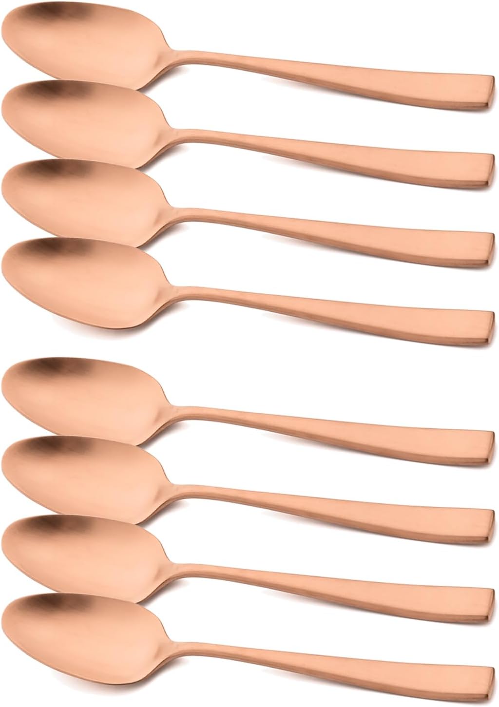 Copper 18/10 Stainless Steel Dessert Spoon Set of 8, Soup Spoon Mixing Milk Teaspoon Cream Scoop, Matte Finish (6.69-inch, Rose Gold)