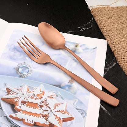 Copper 18/10 Stainless Steel Dessert Spoon Set of 8, Soup Spoon Mixing Milk Teaspoon Cream Scoop, Matte Finish (6.69-inch, Rose Gold)