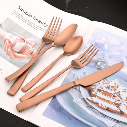 Copper 18/10 Stainless Steel Dessert Spoon Set of 8, Soup Spoon Mixing Milk Teaspoon Cream Scoop, Matte Finish (6.69-inch, Rose Gold)