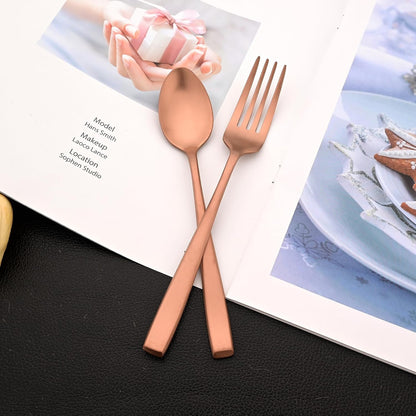 Copper 18/10 Stainless Steel Dessert Spoon Set of 8, Soup Spoon Mixing Milk Teaspoon Cream Scoop, Matte Finish (6.69-inch, Rose Gold)