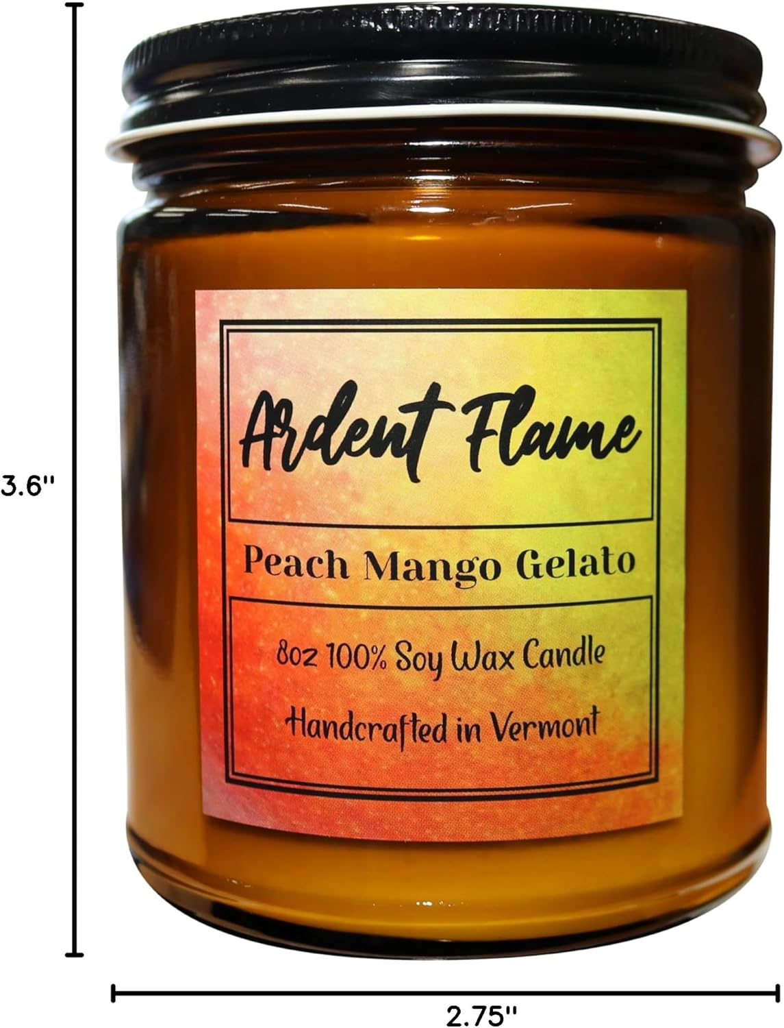 Candles | Peach Mango Gelato | 100% Natural Soy Wax Candle for Home Decor | Highly Scented | Premium Fragrance | Handmade in Vermont, USA | 8 oz | Long Lasting | Gift for Women and Men