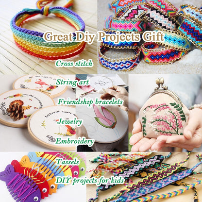 Premium Rainbow Color Embroidery Floss - Cross Stitch Threads - Friendship Bracelets Floss - Crafts Floss - 12 Skeins Per Pack Embroidery Floss,Warm Pink Gradient