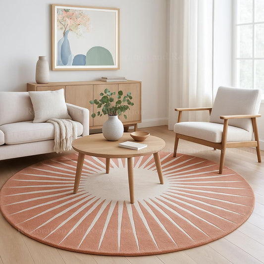 Restoration and Renovation Modern Round Area Rug – Hand-Tufted with 100% NZ Wool, Thick & Soft Circular Carpet for Living Room, Bedroom & Dining Room Decor (Soft Pink, 5' Round)