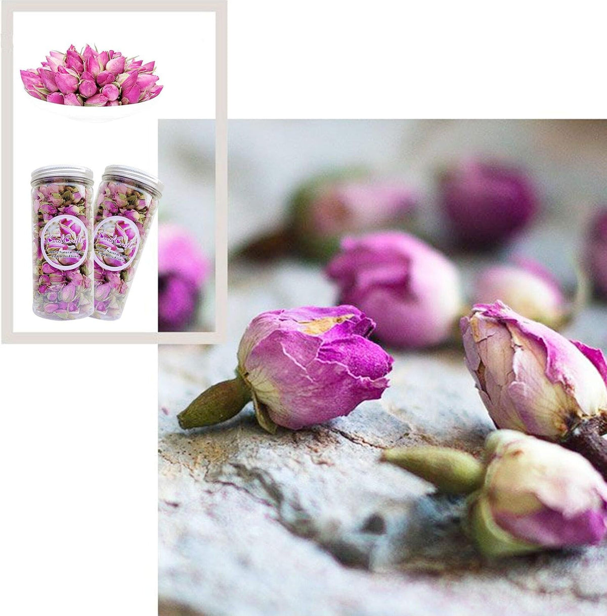 Dried Rose Buds Edible Rose Tea Fragrant Dried Flowers for Tea, Baking, Crafting, Soap Making, Resin, Potpourri - Pink 2oz