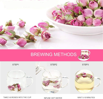 Dried Rose Buds Edible Rose Tea Fragrant Dried Flowers for Tea, Baking, Crafting, Soap Making, Resin, Potpourri - Pink 2oz