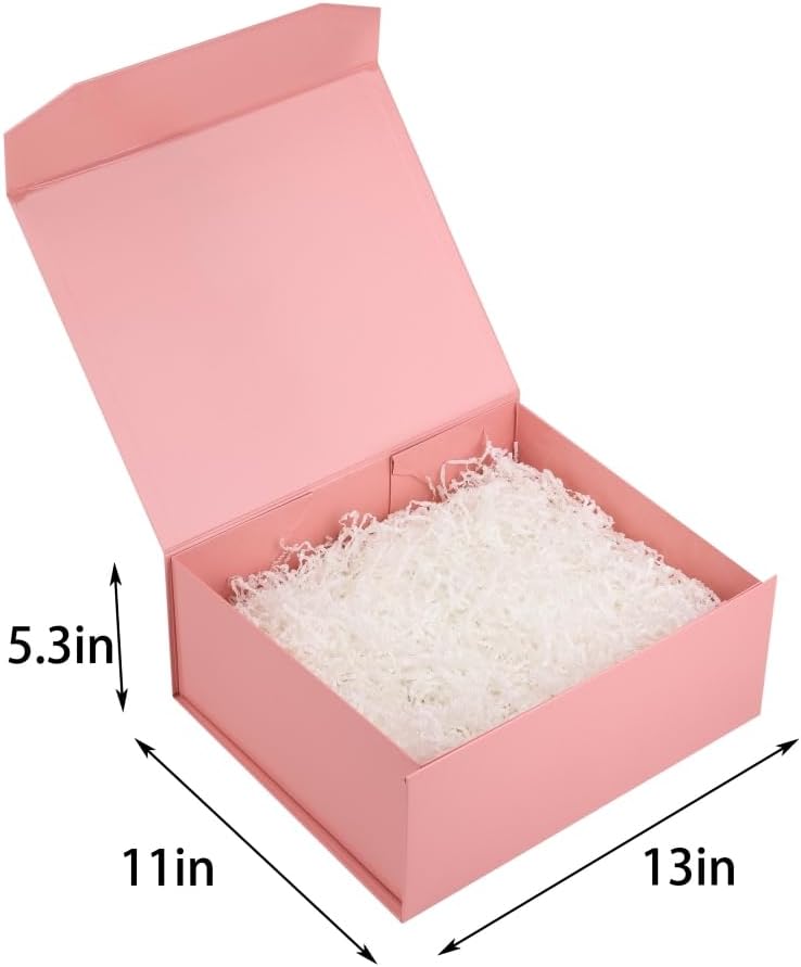Pink Large Magnetic Gift Box with Lid 13x11x5.3 In 1 Pack