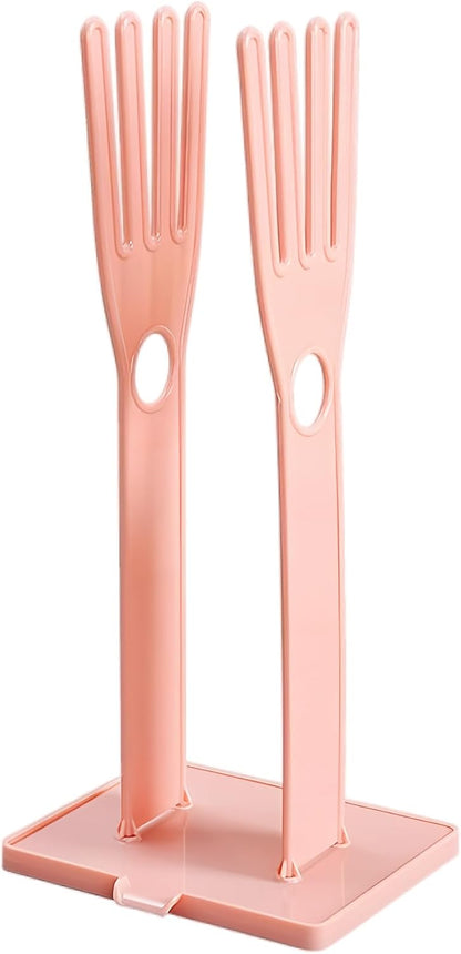 Kitchen Glove Holder Stand Dryer Rack Reusable Plastic Mitten Drying Organizer for Dishwashing Rubber Gloves Towel Storage Sink Holder Multi-Functional Cleaning Tool, Pink