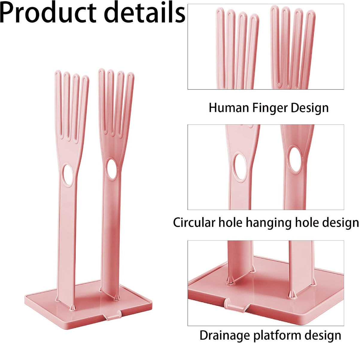 Kitchen Glove Holder Stand Dryer Rack Reusable Plastic Mitten Drying Organizer for Dishwashing Rubber Gloves Towel Storage Sink Holder Multi-Functional Cleaning Tool, Pink