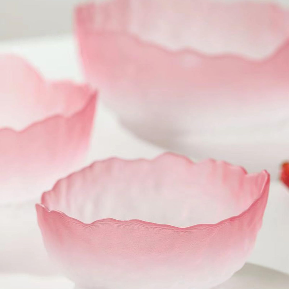 Glass Bowl for Salad Candy Fruit Serving, Decorative Bowl, Dish-Pink 6.5"