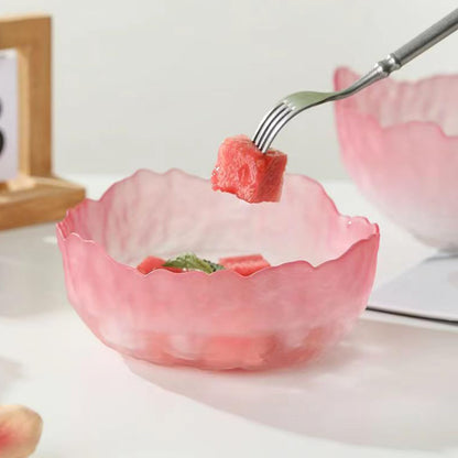 Glass Bowl for Salad Candy Fruit Serving, Decorative Bowl, Dish-Pink 6.5"