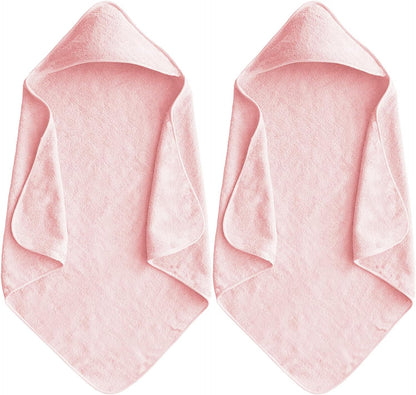 Cloud-Soft Baby Hooded Bath Towel, 31.5" x 31.5" 2PCS(Sakura Pink)