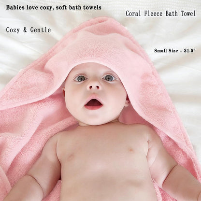 Cloud-Soft Baby Hooded Bath Towel, 31.5" x 31.5" 2PCS(Sakura Pink)