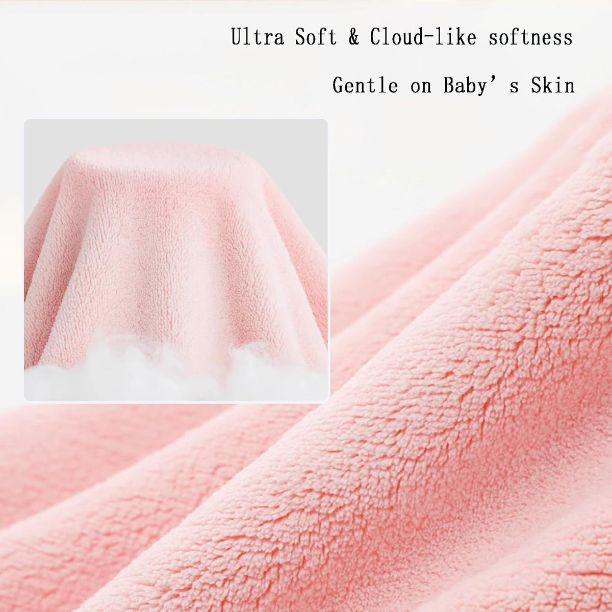 Cloud-Soft Baby Hooded Bath Towel, 31.5" x 31.5" 2PCS(Sakura Pink)