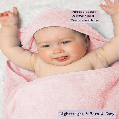 Cloud-Soft Baby Hooded Bath Towel, 31.5" x 31.5" 2PCS(Sakura Pink)