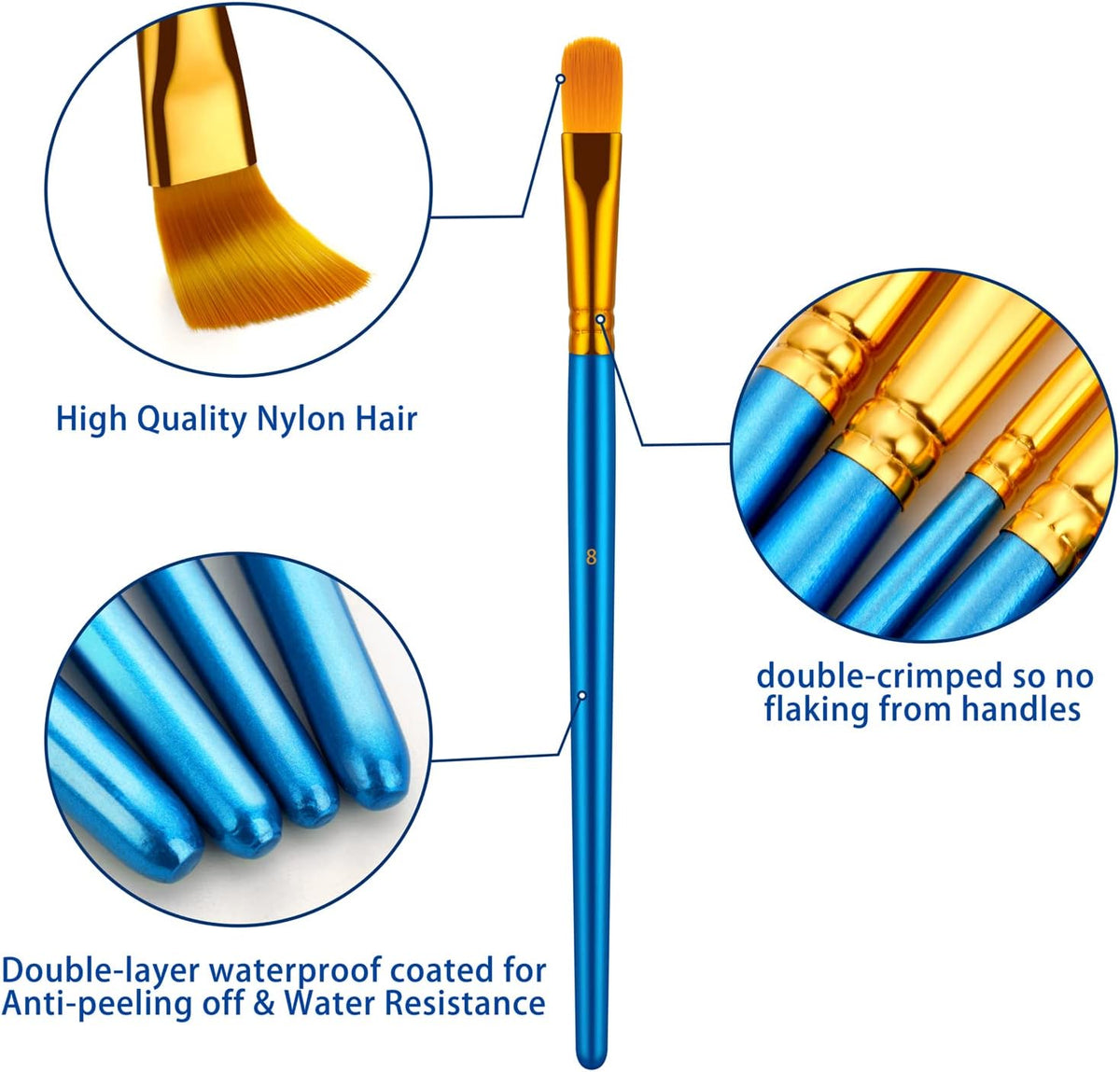 Artstorys Paint Brushes Set, 20 Pcs Acrylic Oil Watercolor Painting Brushes