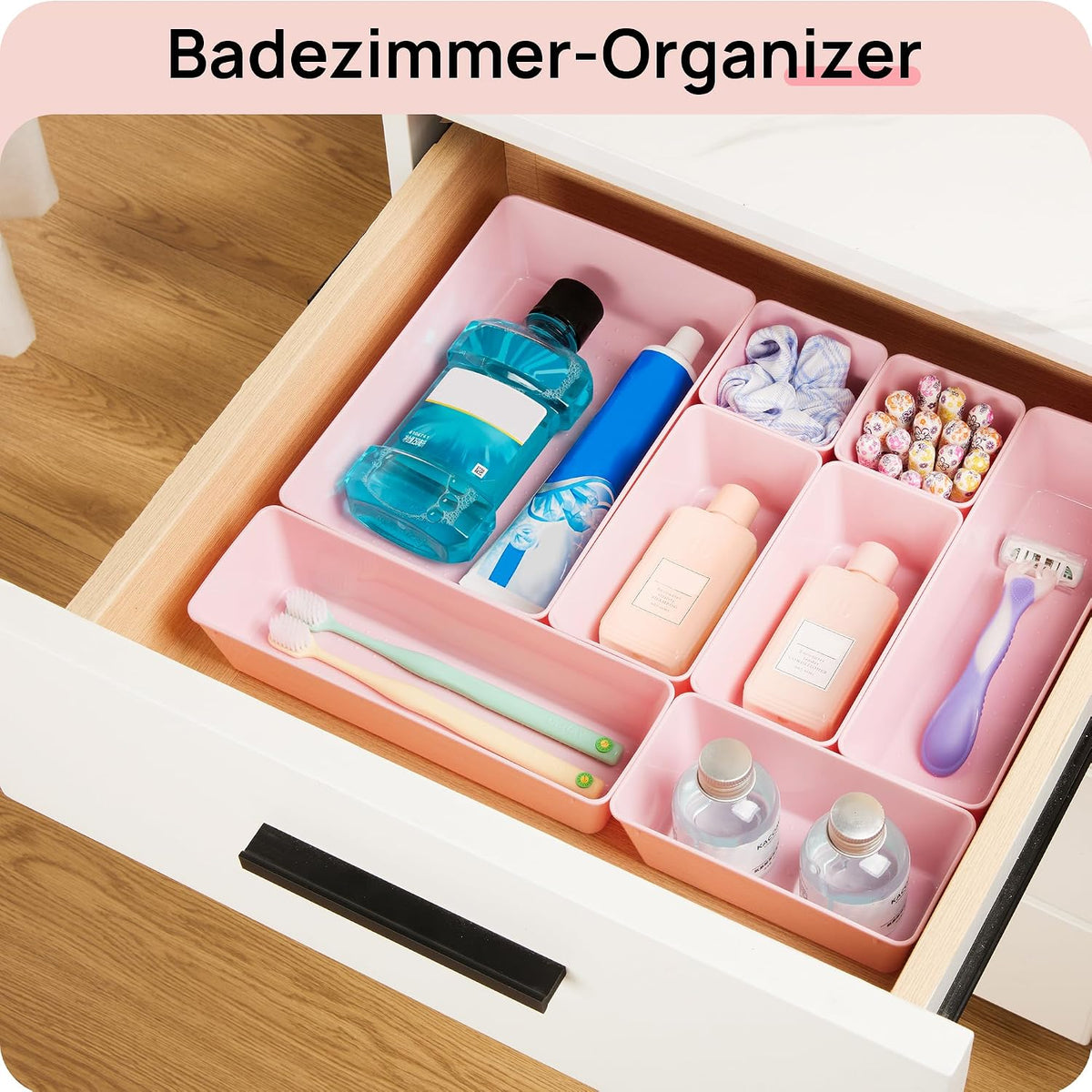 25 Pack Plastic Drawer Organizers with Non-slip Rubber Pads