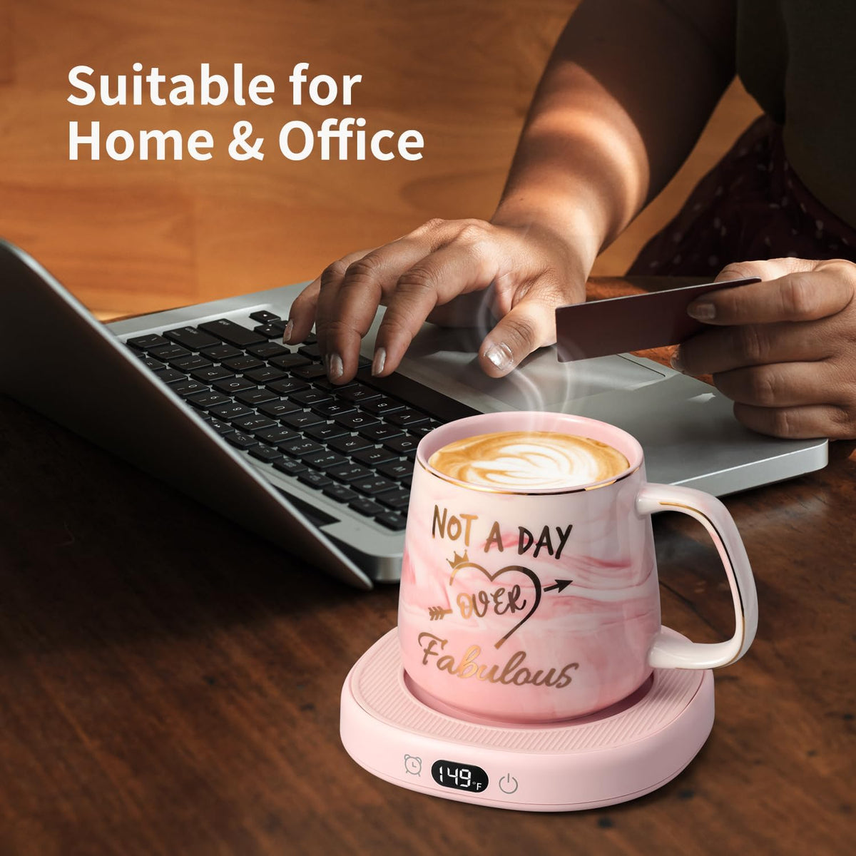 Coffee Mug Warmer & Not A Day Mug Set, Coffee Cup Warmer for Desk