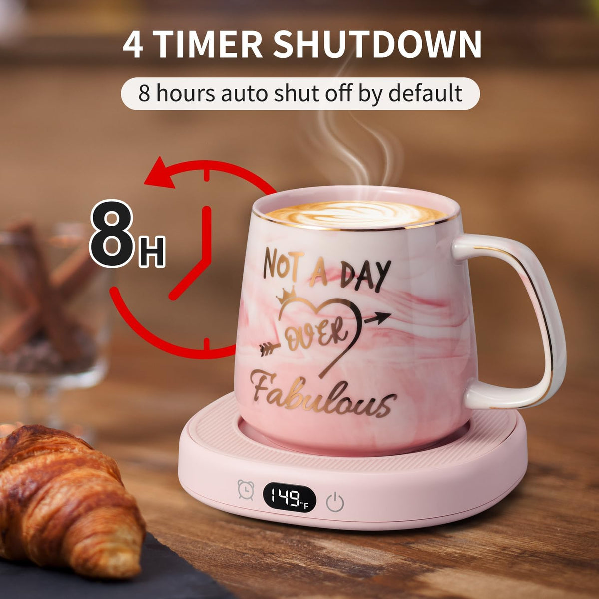 Coffee Mug Warmer & Not A Day Mug Set, Coffee Cup Warmer for Desk
