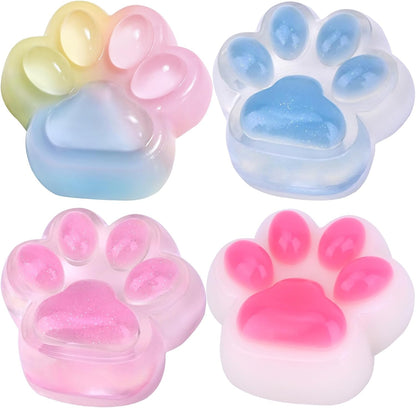 Taba Squishy Toy (4 Pack), Squishies Squeeze Fidget Toys, Party Favors for Kids 8-12, Cute Soft Sticky Sensory Toy, Gifts for Girls 4-8, Autism Stress Relief Toys (Paw Fruit)