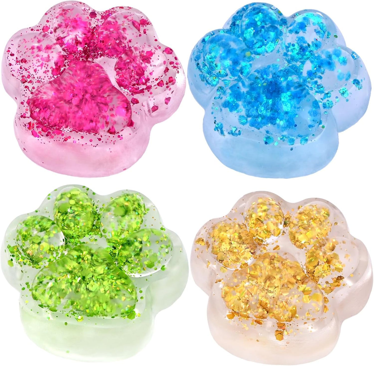 Taba Squishy Toy (4 Pack), Squishies Squeeze Fidget Toys, Party Favors for Kids 8-12, Cute Soft Sticky Sensory Toy, Gifts for Girls 4-8, Autism Stress Relief Toys (Paw Fruit)