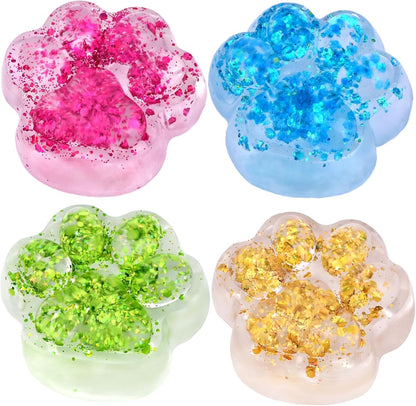 Taba Squishy Toy (4 Pack), Squishies Squeeze Fidget Toys, Party Favors for Kids 8-12, Cute Soft Sticky Sensory Toy, Gifts for Girls 4-8, Autism Stress Relief Toys (Paw Fruit)
