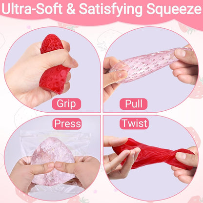 Taba Squishy Toy (4 Pack), Squishies Squeeze Fidget Toys, Party Favors for Kids 8-12, Cute Soft Sticky Sensory Toy, Gifts for Girls 4-8, Autism Stress Relief Toys (Paw Fruit)