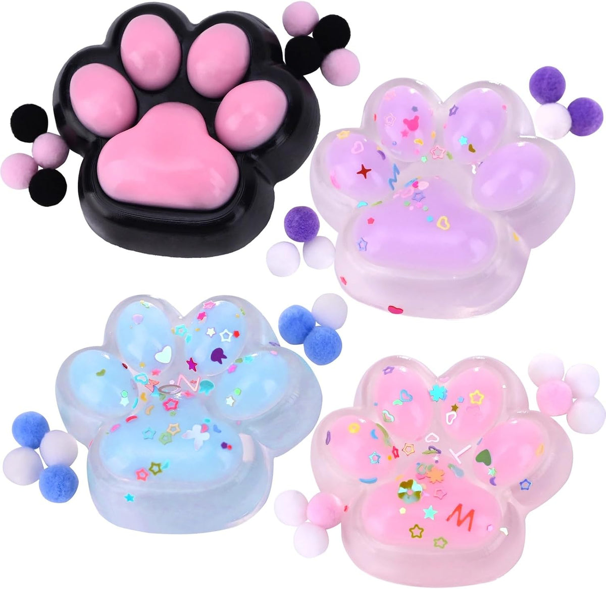 Taba Squishy Toy (4 Pack), Squishies Squeeze Fidget Toys, Party Favors for Kids 8-12, Cute Soft Sticky Sensory Toy, Gifts for Girls 4-8, Autism Stress Relief Toys (Paw Fruit)