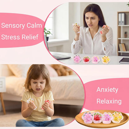 Taba Squishy Toy (4 Pack), Squishies Squeeze Fidget Toys, Party Favors for Kids 8-12, Cute Soft Sticky Sensory Toy, Gifts for Girls 4-8, Autism Stress Relief Toys (Paw Fruit)