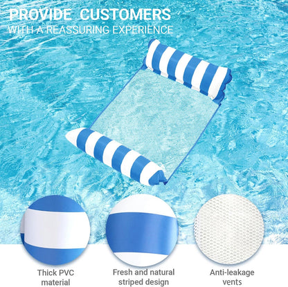 Pool Floats Adult - Upgraded Inflatable Mesh Floating Rafts, 4-in-1 Multi-Purpose Pool Float, Water Hammock Lounges Floaties for Parties Multi Colors