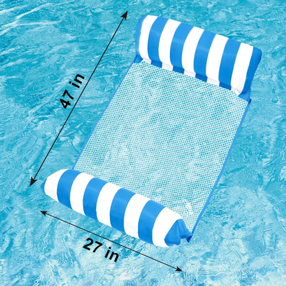 Pool Floats Adult - Upgraded Inflatable Mesh Floating Rafts, 4-in-1 Multi-Purpose Pool Float, Water Hammock Lounges Floaties for Parties Multi Colors