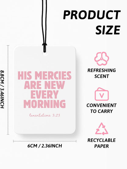 Pink Christian Car Air Freshener 4 Pcs, Girly Pink Bow Floral Religious Hanging Air Freshener for Cars Closet Drawer Books, Cute Preppy Christian Car Accessories Mirror Decor for Women