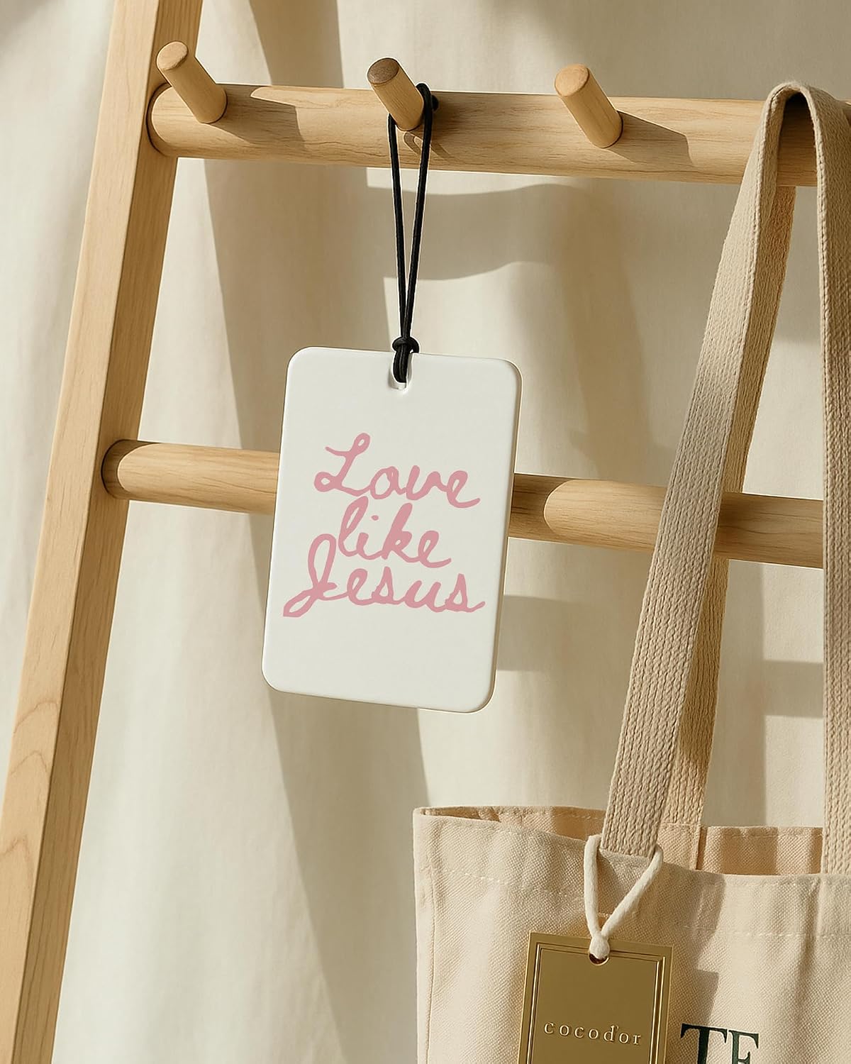 Pink Christian Car Air Freshener 4 Pcs, Girly Pink Bow Floral Religious Hanging Air Freshener for Cars Closet Drawer Books, Cute Preppy Christian Car Accessories Mirror Decor for Women
