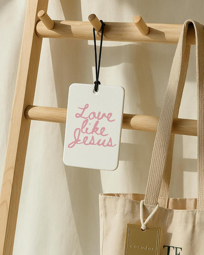 Pink Christian Car Air Freshener 4 Pcs, Girly Pink Bow Floral Religious Hanging Air Freshener for Cars Closet Drawer Books, Cute Preppy Christian Car Accessories Mirror Decor for Women