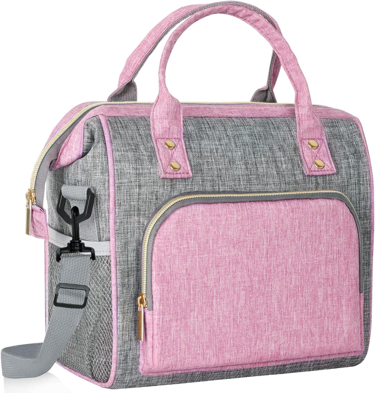 Insulated Lunch Box for Women, Cute & Reusable Cooler Lunch Bag for Work, Office & Picnic, Leak-Proof Tote with Shoulder Strap (Pink)