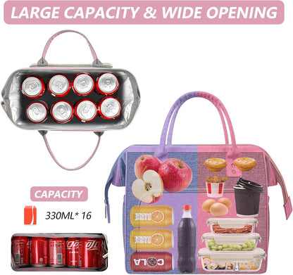 Insulated Lunch Box for Women, Cute & Reusable Cooler Lunch Bag for Work, Office & Picnic, Leak-Proof Tote with Shoulder Strap (Pink)