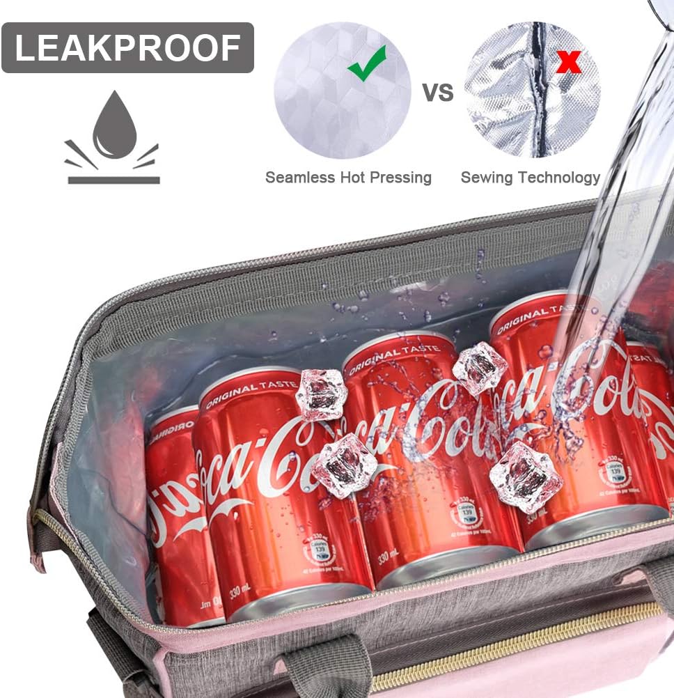 Insulated Lunch Box for Women, Cute & Reusable Cooler Lunch Bag for Work, Office & Picnic, Leak-Proof Tote with Shoulder Strap (Pink)