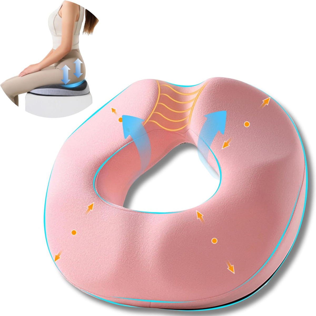 Donut Pillow for Tailbone Pain Relief&Hemorrhoids Postpartum Seat Cushion