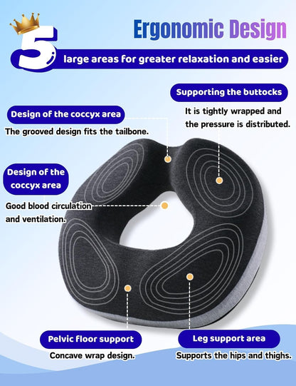Donut Pillow for Tailbone Pain Relief&Hemorrhoids Postpartum Seat Cushion