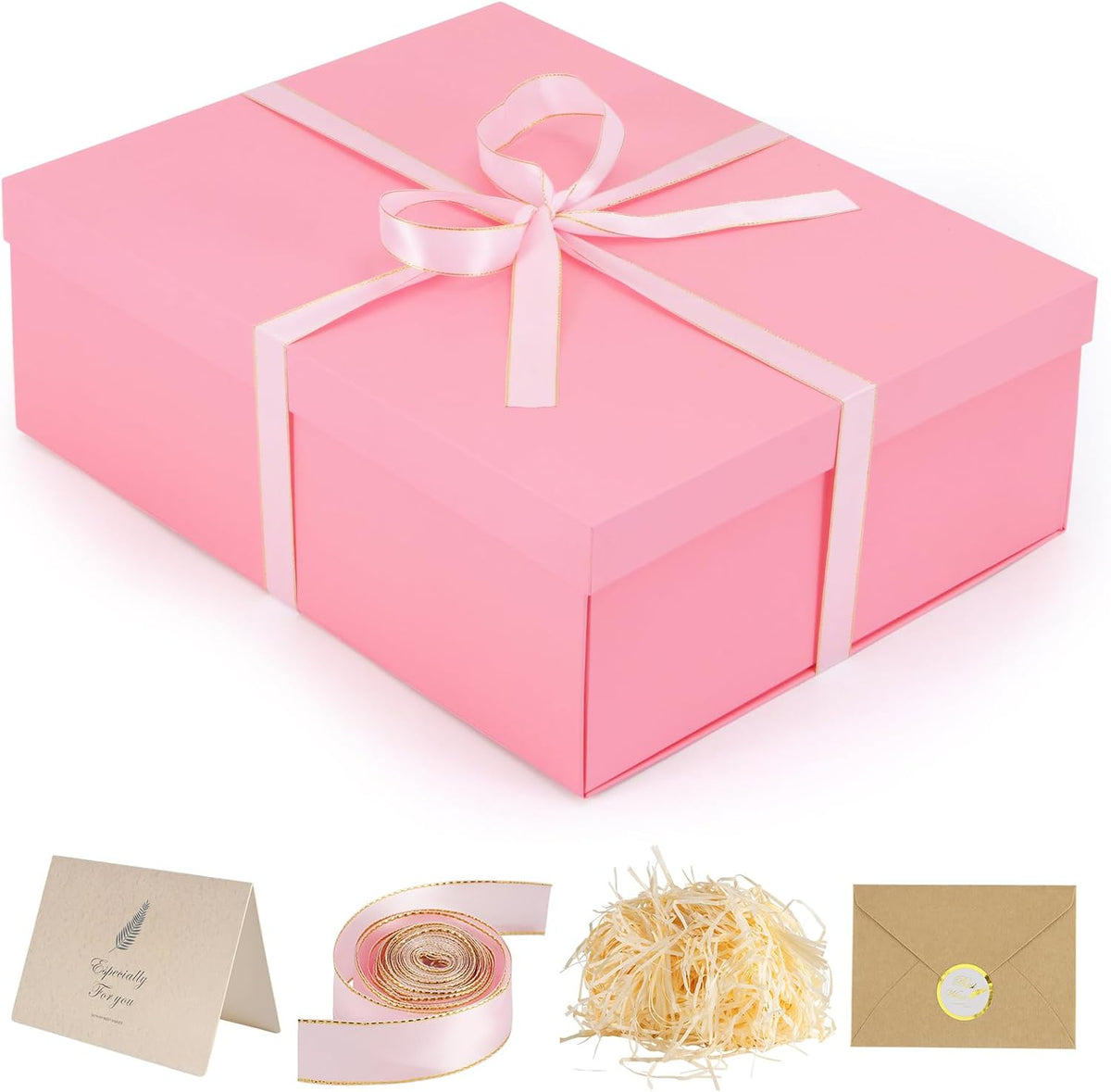 Gift Box, 16.5x13x5.5 inches Large Pink Gift Boxes with Lids for Presents