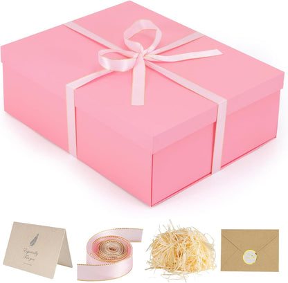 Gift Box, 16.5x13x5.5 inches Large Pink Gift Boxes with Lids for Presents
