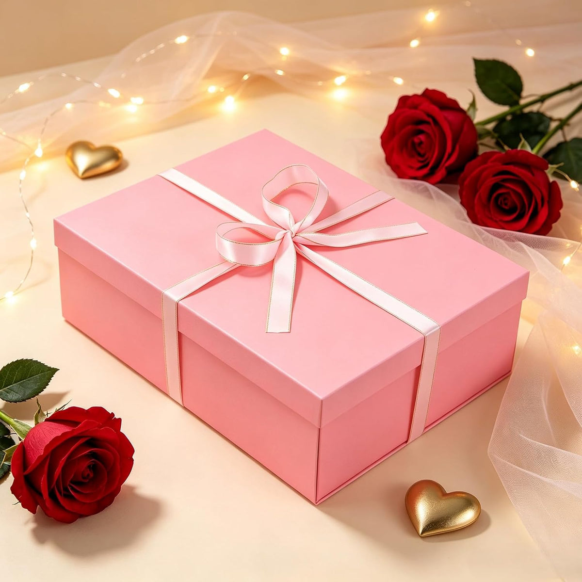 Gift Box, 16.5x13x5.5 inches Large Pink Gift Boxes with Lids for Presents