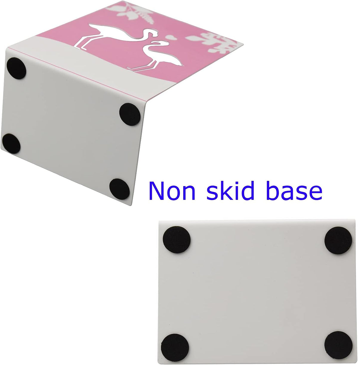 Metal Book End for Kids Cute Bookends with Nonskid Base 1 Pair Cartoon Pink Flamingo