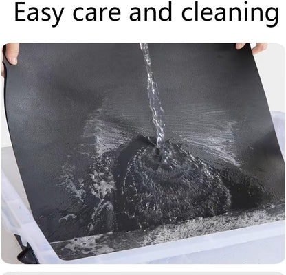 Dish Drying Mat - 16" x 12" Pink Marble Silicone Mat with Non-Slip Base - Easy Clean - Absorbent - For Kitchen Counter - Match with Coffee Maker