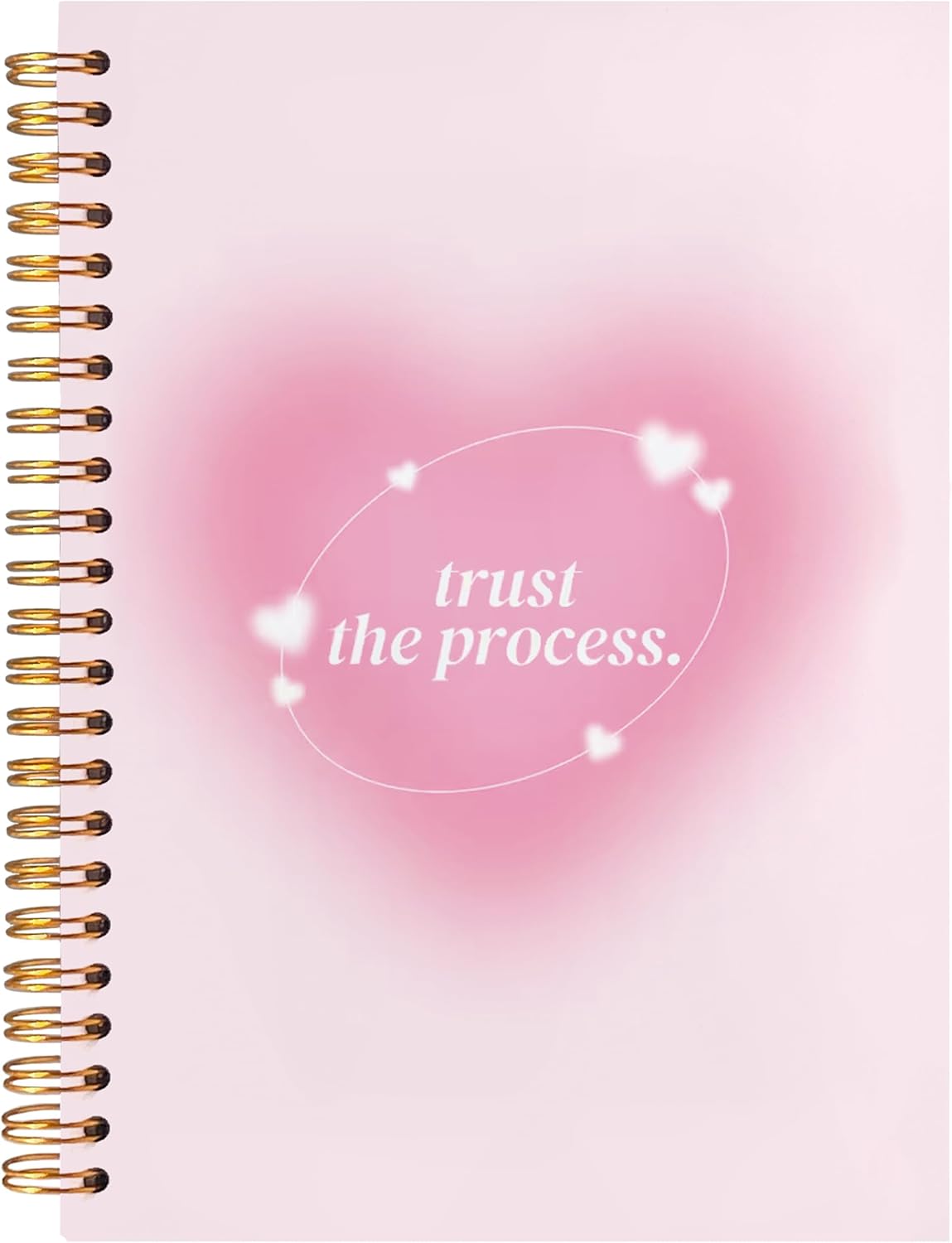 Preppy Positive Pink Trust the Process Notebook Journal for Women,Y2K Notebook Journal,Aesthetic Spiral Notebook,Hardcover 5.5x8.3